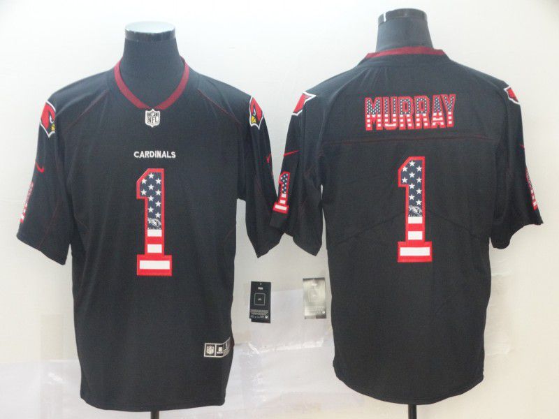 Men Arizona Cardinals 1 Murray USA Flag Fashion Black Nike Limited NFL Jerseys